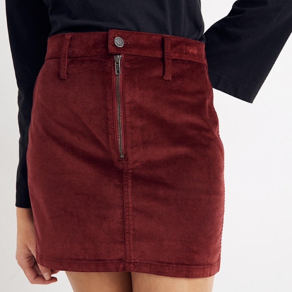 Madewell Stretch Velveteen Zip Skirt 8